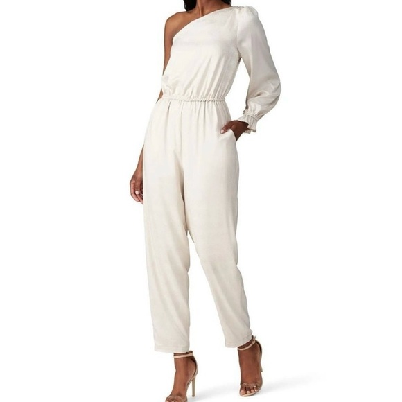 Love Whit Pants - Love Whit Chic One-Shoulder White Jumpsuit Size 12